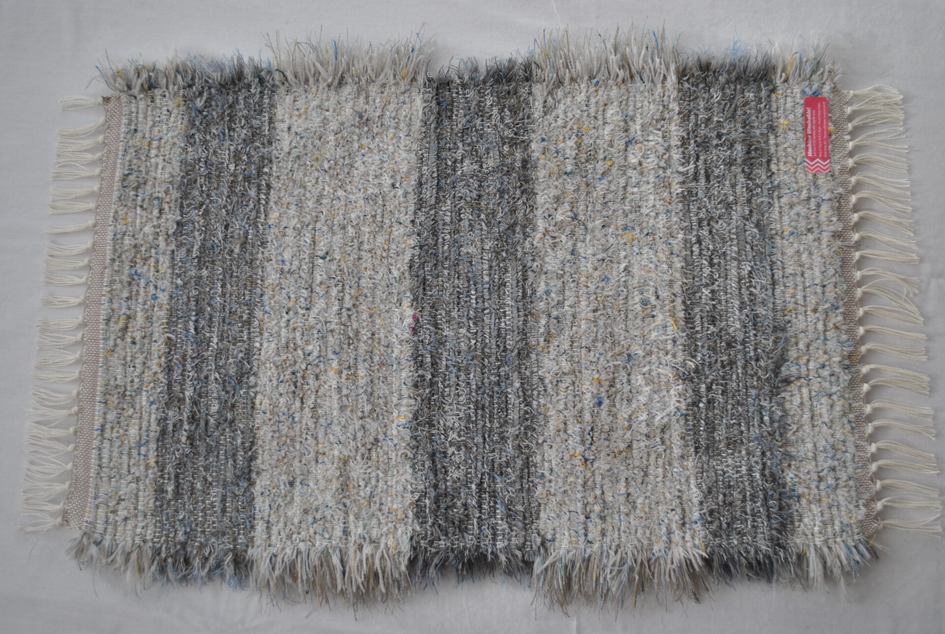 Fluffy Rug, Wide Stripe Greys, 26x18